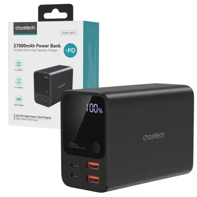 POWERBANK CHOETECH B635BK 27000MAH 2XUSB-A 2XUSB-C ZA TELEFONE ČRN