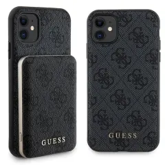 GUESS OVITEK 4G KOVINSKI LOGO ZA IPHONE 11 + POWERBANK 5000MAH ZA MAGSAFE ČRNA