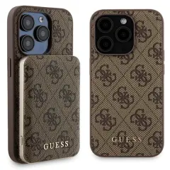 GUESS 4G KOVINSKI OVITEK LOGO ZA IPHONE 15 PRO MAX + OVITEK MAGSAFE 5000MAH