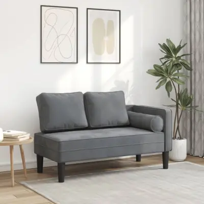 The Living Store Počivalnik z blazinami temno siv žamet - Počivalnik