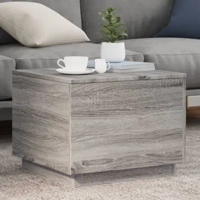 The Living Store Klubska mizica z LED lučkami siva sonoma 50x50x40 cm - Klubska Mizica