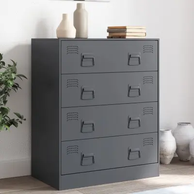 The Living Store Komoda antracitna 67x39x83 cm jeklo - Komoda