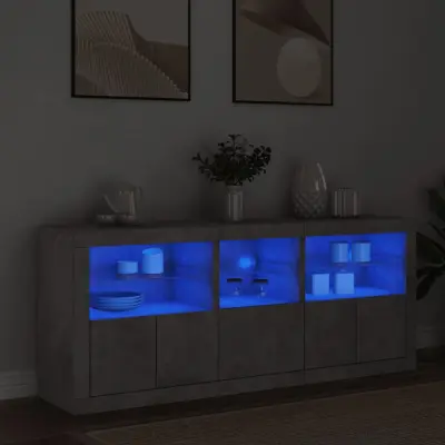 The Living Store Komoda z LED lučkami betonsko siva 162x37x67 cm - Komoda