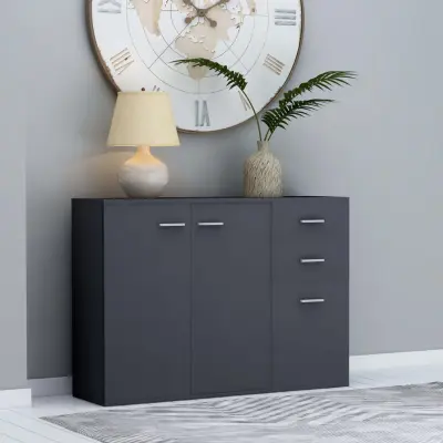 The Living Store Komoda siva 105x30x75 cm iverna plošča - Komoda