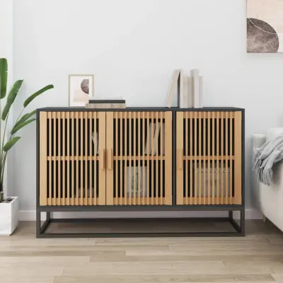 The Living Store Komoda črna 105x30x65 cm inženirski les - Komoda