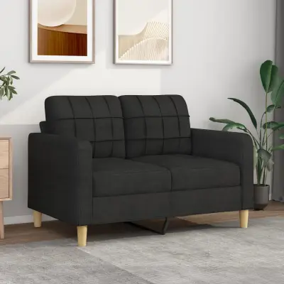 The Living Store Dvosed črn 120 cm blago - Kavč Dvosed