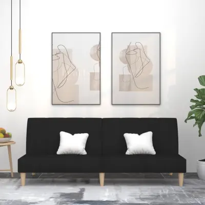 The Living Store Kavč dvosed z ležiščem črno blago - Raztegljiv Kavč