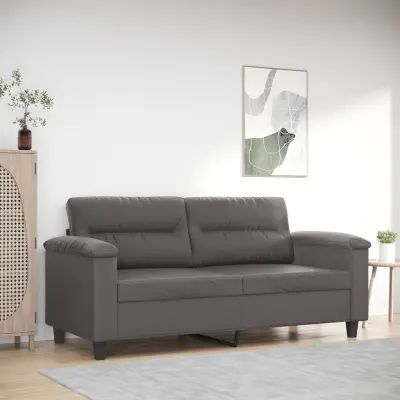 The Living Store Dvosed siv 140 cm umetno usnje - Kavč Dvosed