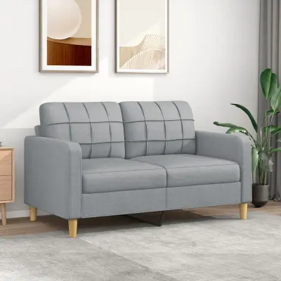 The Living Store Dvosed svetlo siv 140 cm blago - Kavč Dvosed