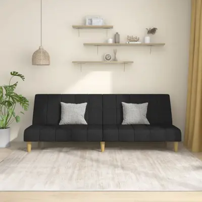 The Living Store Kavč dvosed z ležiščem črno blago - Raztegljiv Kavč