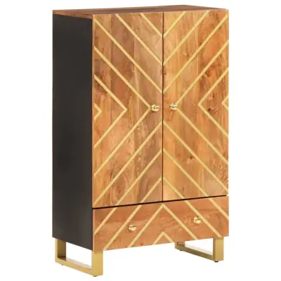 vidaXL Visoka omara rjava in črna 60x33,5x100 cm trden mangov les