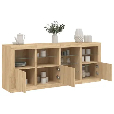 The Living Store Komoda z LED lučkami sonoma hrast 164x37x67 cm - Komoda