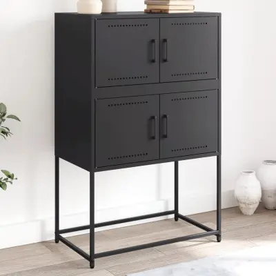 The Living Store Komoda črna 68,5x38,5x107 cm jeklo - Komoda