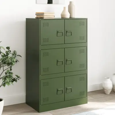 The Living Store Komoda olivno zelena 67x39x107 cm jeklo - Komoda