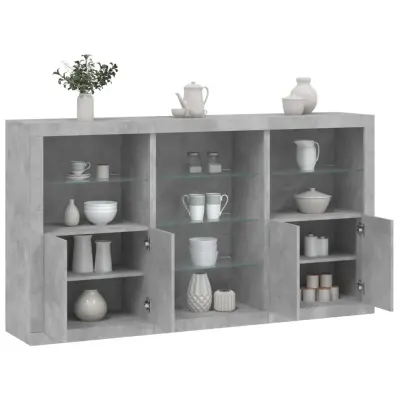 The Living Store Komoda z LED lučkami betonsko siva 181,5x37x100 cm - Komoda