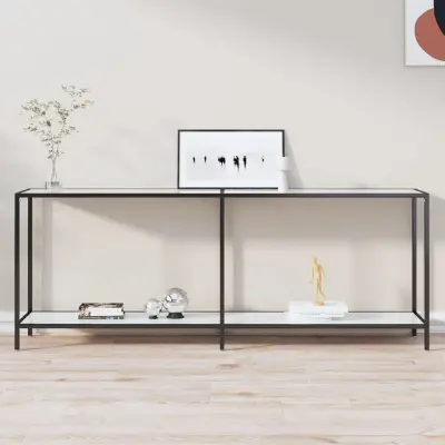 The Living Store Konzolna mizica bela 200x35x75,5 cm kaljeno steklo - Konzolna Mizica
