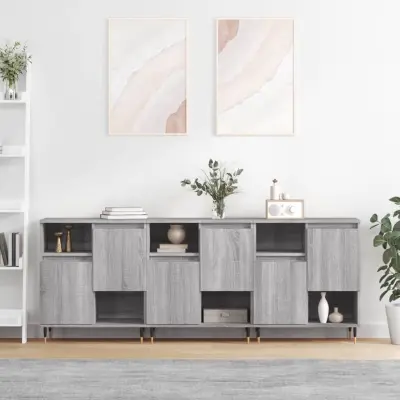 The Living Store Komoda 3 kosi siva sonoma inženirski les - Komoda