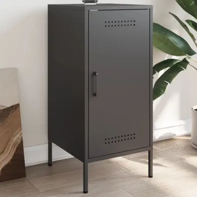 The Living Store Komoda črna 36x39x79 cm hladno valjano jeklo - Komoda