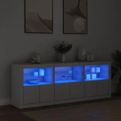 The Living Store Komoda z LED diodami bela 181,5x37x67 cm - Komoda