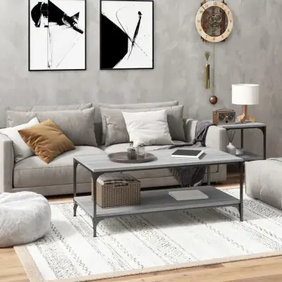 The Living Store Klubska mizica siva sonoma 80x50x40 cm inženirski les - Klubska Mizica