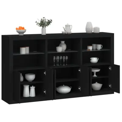 The Living Store Komoda z LED lučkami črna 181,5x37x100 cm - Komoda