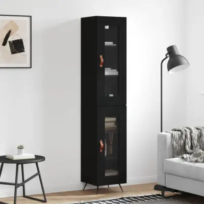 The Living Store Visoka omara črna 34,5x34x180 cm inženirski les - Visoka Omarica
