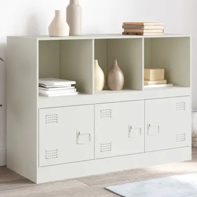 The Living Store Komoda bela 99x39x73 cm jeklo - Komoda