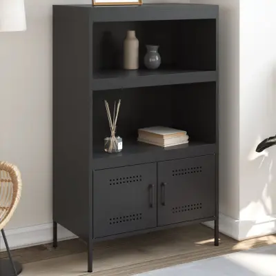 The Living Store Visoka omara črna 68x39x113 cm jeklo - Visoka Omara