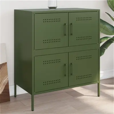 The Living Store Komoda olivno zelena 68x39x79 cm jeklo - Komoda