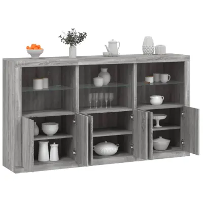 The Living Store Komoda z LED lučkami siva sonoma 181,5x37x100 cm - Komoda
