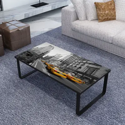 The Living Store Klubska mizica s steklenim namizjem pravokotna - Klubska Mizica