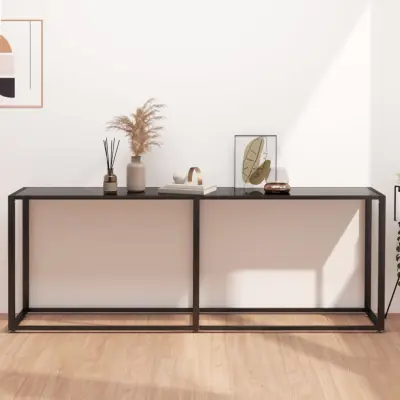 The Living Store Konzolna mizica črna 200x35x75,5 cm kaljeno steklo - Konzolna Mizica