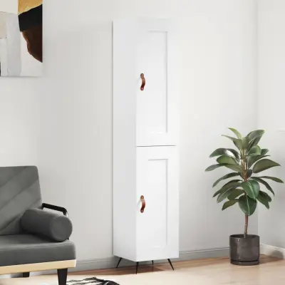 The Living Store Visoka omara visok sijaj bela 34,5x34x180 cm inženirski les - Visoka Omarica
