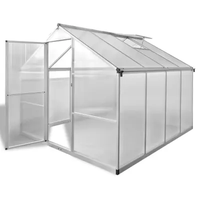 The Living Store Okrepljen aluminijast rastlinjak z okvirjem 6,05 m² - Rastlinjak