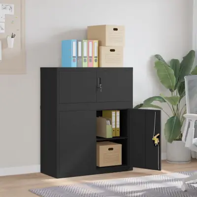 The Living Store Arhivska omara črna 90x40x110 cm jeklo - Arhivska Omara
