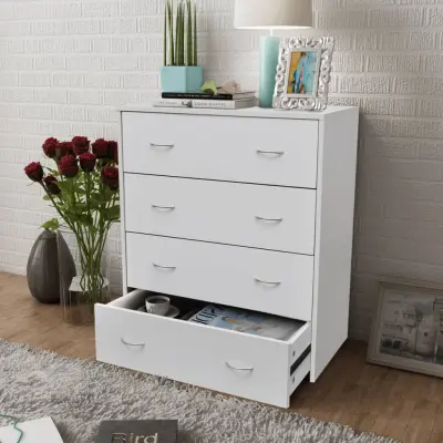 The Living Store Predalnik s 4 predali 60x30,5x71 cm bela barva - Kredenca