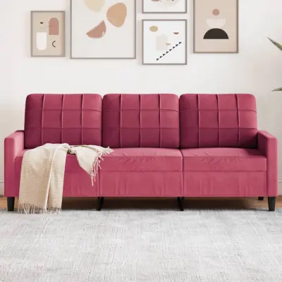 The Living Store Kavč trosed vinsko rdeč 180 cm žamet - Trosed