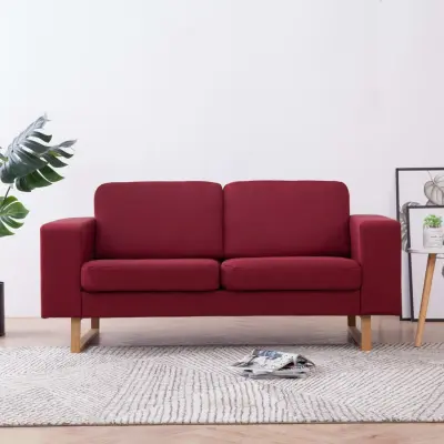 The Living Store Kavč dvosed iz blaga vinsko rdeč - Zofa