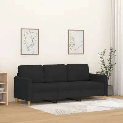 The Living Store Trosed črn 180 cm blago - Kavč Trosed