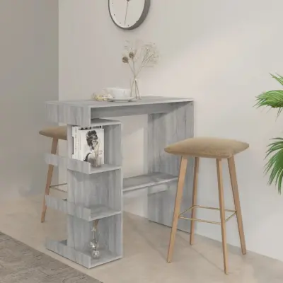 The Living Store Barska miza s policami siva sonoma 100x50x101,5 cm - Barska Miza