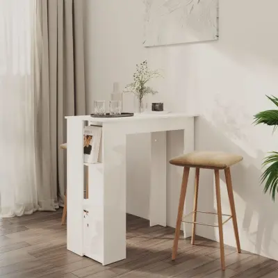 The Living Store Barska miza s polico visok sijaj bela 102x50x103,5cm iverna pl. - Barska Miza