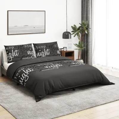 The Living Store Posteljnina črna 225x220 cm bombaž - Komplet Prevlek Za Odejo