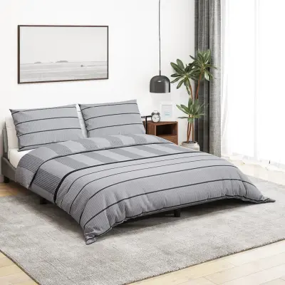 The Living Store Posteljnina siva 225x220 cm bombaž - Komplet Prevlek Za Odejo