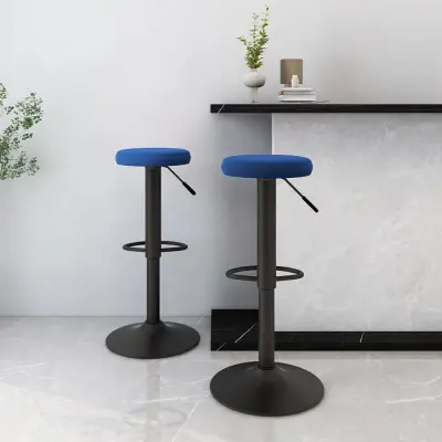 The Living Store Barski stolčki 2 kosa moder žamet - Barski Stolček