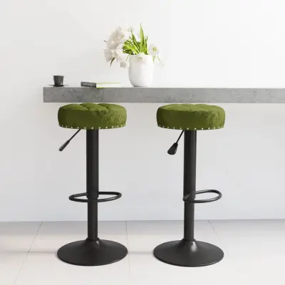 The Living Store Barski stolčki 2 kosa svetlo zelen žamet - Barski Stolček