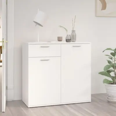 The Living Store Komoda bela 80x36x75 cm iverna plošča - Komoda