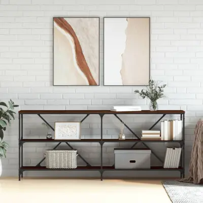 The Living Store Konzolna mizica sonoma hrast 180x30x75 cm inž. les in železo - Konzolna Mizica