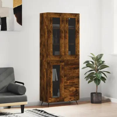 The Living Store Visoka komoda dimljen hrast 69,5x34x180 cm inženirski les - Visoka Omarica