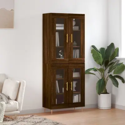 The Living Store Visoka komoda rjav hrast 69,5x34x180 cm inženirski les - Visoka Omara