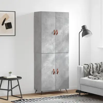 The Living Store Visoka komoda betonsko siva 69,5x34x180 cm inženirski les - Visoka Omara